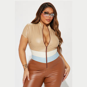 Nuevas llegadas: Pantalones de pierna recta con cintura elástica, estilo corto con cremallera en el cuello y ombligo expuesto, para otoño e invierno. - Product Image 5