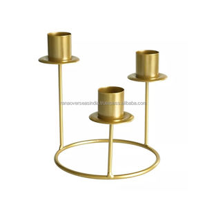 Soporte de vela de hierro negro y dorado más vendido con tres brazos para decoración de eventos y fiestas a precios asequibles - Product Image 5