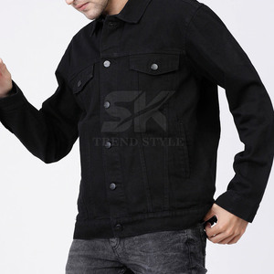 Veste d'hiver pour homme en coton, personnalisable avec logo, respirante, pour usage extérieur, veste en jean unie pour homme, vente en ligne. - Product Image 3
