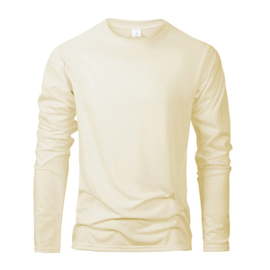 T-shirts à manches longues pour hommes OEM, coupe classique, 100 % coton biologique, écologiques, anti-plis, respirants, pour la gym - Product Image 4