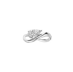 Infinity <b>Twist</b> Pear <b>Shape</b> Freshwater Pearl & Moissanite 925 Silver Bezel Set Engagement Ring with IGI Certification - Product Image 2