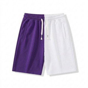 2025 <b>Mens</b> White Colorblock Sweat <b>Shorts</b> Casual Drawstring Streetwear Summer Loose Fit <b>Lounge</b> Athletic <b>Shorts</b> - Product Image 3