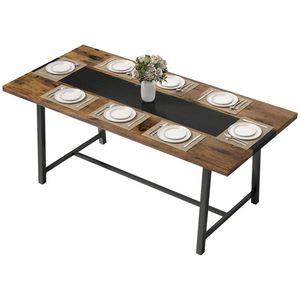 Tavolo da Pranzo Lungo Marrone dal Design Versatile per Casa o Ufficio, Ideale per Conferenze - Product Image 5