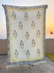 Manta de Sofá de Algodón de Lujo con Estampado Artesanal, Cubre Sofá Boho Hecho a Mano, Manta Decorativa con Borlas, Decoración Sostenible para Sala de Estar y Hogar - Product Image 5