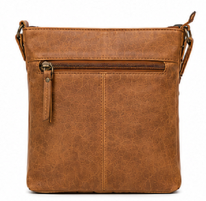 Bolso Bandolera de Cuero Genuino Estilo Vintage para Mujer, con Múltiples Bolsillos, Cierre de Cremallera, Correa Ajustable, Color Marrón, Portátil - Product Image 3