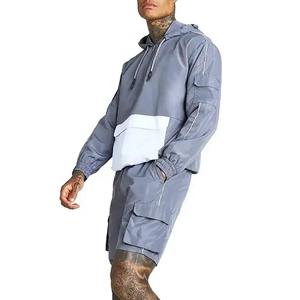 Wholesale Unisex Polyester/Cotton <b>Waterproof</b> Fleece Windbreaker Training Shorts Set Color Block Athletic Sportswear Winter OEM - Product Image 4