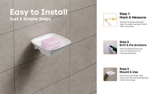 Waterproof square soap dish holder for bathroom <b>shower</b> wall mount soap tray rust resistant steel soap saver for home and hotel - Product Image 3