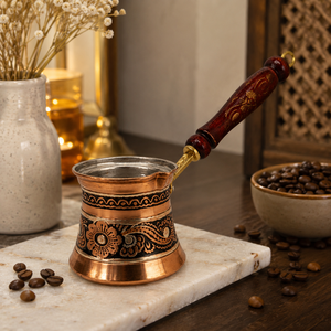 Handmade Engraved Copper Turkish Coffee Pot Cezve Ibrik Wooden Handle <b>Arabic</b> Greek Espresso Coffee Maker Milk Warmer Gift Pot - Product Image 4