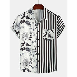 Ensemble de vêtements de plage pour hommes de style hawaïen, personnalisé OEM, chemises décontractées en coton coloré, technique de lavage sergé, imprimé hawaïen - Product Image 4