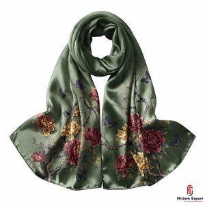 Écharpe de luxe personnalisée imprimée en tissu long et doux, marque blanche, fabricant et fournisseur de textiles OEM ODM - Product Image 2