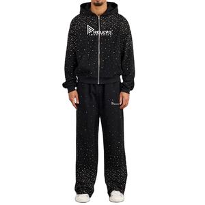 Nuevo Chándal de Invierno para Hombre al por Mayor, Estampado con Pedrería, de Alta Calidad, Diseño Lavado Ácido Ajustable, Totalmente Personalizado 100% - Product Image 1