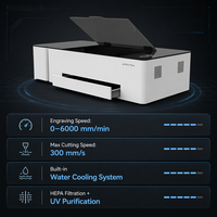 Graveur et découpeur laser CO2 de bureau VMYTH 60W 500x300mm avec autofocus, filtre HEPA et couvercle de sécurité pour acrylique, bois, cuir, lot OEM
