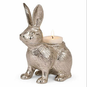 ที่วางเทียนรูปกระต่ายอะลูมิเนียมพรีเมียม ประติมากรรมกระต่ายตกแต่งบ้าน สำหรับตกแต่งคริสต์มาส ทำด้วยมือและทนทาน - Product Image 1