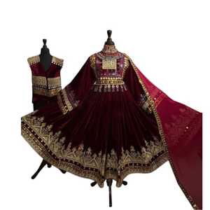 Low MOQ Wholesale Prices Heavy Embroidery Custom Designs Wedding Style Afghani <b>Dress</b> Women With Men's Matching Waistcoat Vest - Product Image 1