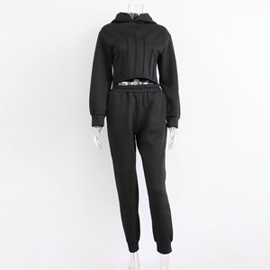 Custom Hooded Two Piece Sets Adults 100% Cotton <b>Plain</b> Dyed Double Waist Stripe Sweatpants <b>Tracksuit</b> 2025 - Product Image 2