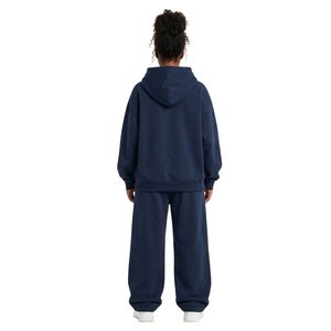 Custom London Typography <b>Womens</b> Oversized <b>Navy</b> Cotton Fleece Urban Graphic Jogging Matching Pullover Sets - Product Image 2