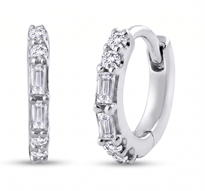<b>Hoops</b> earrings Diamond Earrings Gold And <b>Silver</b> Earrings Natural and Lab Grown Diamond Earrings Fine Jewelry for Women - Product Image 2