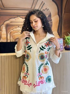 Nuevo conjunto coordinado de algodón Tesla Slub de diseñador con bordado y encaje Fumka - Product Image 5