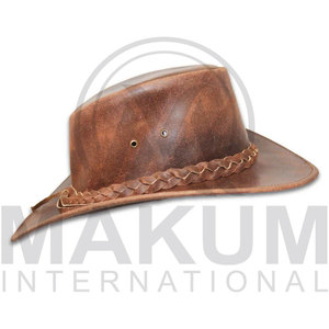 Wholesale Custom Plain Leather Cowboy <b>Hat</b> Fashionable Promotional European American Style MAKUM INTERNATIONAL Unisex <b>Summer</b> - Product Image 2