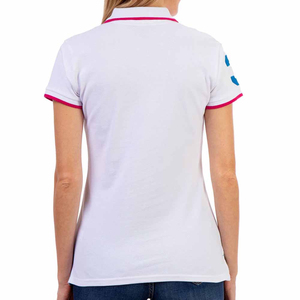 เสื้อโปโลแขนสั้นสีขาวสำหรับผู้หญิง ผ้าฝ้ายปิเก้สีพื้น ระบายอากาศได้ดี สวมใส่สบาย - Product Image 2
