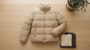 Men's Beige Stand Collar Puffer Jacket <b>Warm</b> Quilted Winter Outdoor <b>Coat</b> Lightweight <b>Waterproof</b> Reversible Front ONEAPEX - Product Image 5