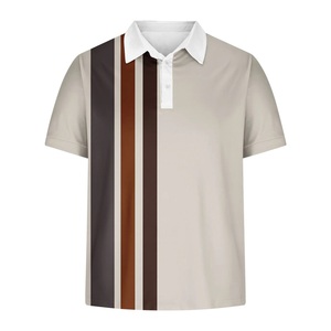 T-shirt d'été décontracté à manches courtes en maille respirante pour homme avec col boutonné et impression personnalisée - Product Image 5