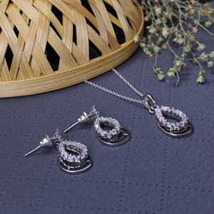925 Silver Teardrop Earrings & Necklace <b>Set</b> <b>Gift</b> for Necklace Ring Earrings for Women <b>Girls</b> Fashionable Jewelry Supply Bulk Her - Product Image 1