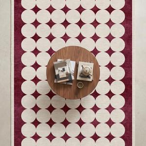 Alfombra de Lana Floral Clásica de Lujo en Borgoña y Marfil, Tejida a Mano, Suave, para Sala de Estar o Dormitorio - Product Image 2