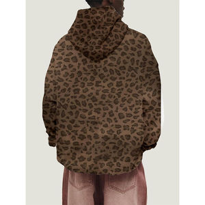 Sudadera con Capucha Unisex con Estampado de Leopardo, Estilo Casual, Oversize, de Felpa Francesa, para Otoño, Corte Regular, con Bolsillos - Product Image 3