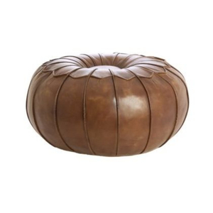Pouf rond convertible moderne en bois écoresponsable fait main, siège rembourré doux pour salon, marron, hôtel, école - Product Image 1