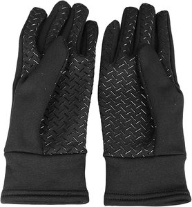 Guantes negros de equitación con dedos completos y patrón de diamantes antideslizantes, guantes unisex de ciclismo para invierno - Product Image 1