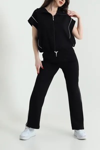 EVERGLOW <b>Women's</b> Spring Maternity Minimalist Streetwear <b>Tracksuit</b> Solid Green Turtleneck Full Sleeve Regular Fit Split Hem - Product Image 3