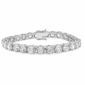 Bracelet pour femme en or blanc 14 carats avec diamants de laboratoire, taille brillant rond, couleur D naturelle, certifié GIA, bijoux de mariage classiques - Product Image 1