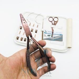 Kit de herramientas de extensión de cabello de microanillo de oro rosa internacional Nomex, alicates de acero inoxidable de grado quirúrgico, Clips de agujas tipo C para - Product Image 2