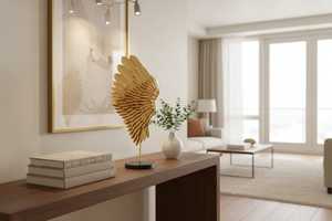 Golden Angel Wing Sculpture Handmade Metal Art Decor Contemporary Tabletop Display for Living Room Home Decoration - Product Image 6