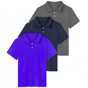 Men's Short Sleeve Knitted <b>Polo</b> <b>Shirt</b> Solid Color Casual Style Regular Fit <b>Blue</b> Navy Gray - Product Image 6