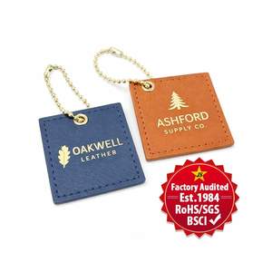 Manufacturer Custom Branded logo Gold Foil Printed Leather hang Tags for Jeans - Product Image 1