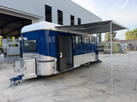 Nouvelle Conception Remorque Équestre 2 Chevaux 2HAL-D avec Logement, Lit Superposé, Boîte à Selle Pivotante, Rampe, Porte, Cuisinière à Gaz, Salle de Douche