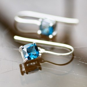 Boucles d'oreilles en topaze bleue de Londres, argent sterling vintage, bijoux pierre de naissance de décembre, cadeau élégant pour femme, mariage et soirée - Product Image 6