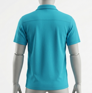 Men's <b>Turquoise</b> Polo <b>Shirt</b> Short Sleeve Turn-down Collar Regular Fit Solid Color All Seasons - Product Image 2