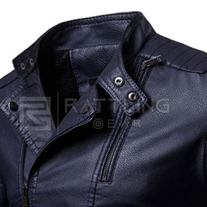 Veste en cuir chaude d'hiver décontractée pour hommes avec col montant respirante et style de rue à prix raisonnable - Product Image 5