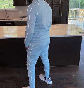 Ensemble survêtement en velours polaire personnalisé avec logo, coupe oversize, coupe-vent pour homme, grande taille, veste coupe-vent d'hiver - Product Image 2