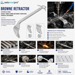 Retractor BROWNE 10.875in 27.5cm, Hojas 40mmx50mm 60mmx65mm, Set de Instrumentos Quirúrgicos Zetomed Pro Manual, Certificado CE, 3 Años de Garantía - Product Image 2