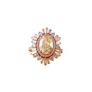 Bague halo soleil en or rose 14 carats avec diamant ovale jaune fantaisie de 3,56 carats cultivé en laboratoire – Bagues en diamant créé en laboratoire - Product Image 1