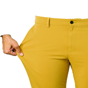 Nouveau pantalon chino homme extensible coupe slim classique décontracté été léger en coton taille élastique pour affaires - Product Image 4