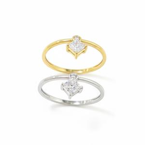 Anillos de Joyería Minimalistas de Moda, Chapados en Oro de 14K, Anillo de Compromiso con Diamante Cultivado en Laboratorio, Corte Princesa Simple, Anillo de Promesa para Mujer - Product Image 1