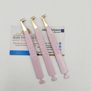 Pinzas para Pestañas con Mango en Forma de Corazón Rosa, Chapadas en Oro, Punta de Precisión para Extensiones de Pestañas - Product Image 3