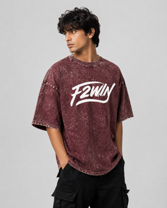2026 Force 2 Win Wholesales Price Casual Street <b>Collar</b> Oversized Men's Acidwash Plus Size XL Neck Blank 100% Cotton <b>T</b>-<b>Shirt</b> - Product Image 2