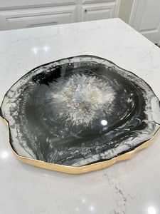 Resin Cake Stand Natural <b>Stones</b> 12.6 Inch Food Safe Tray Unique Handmade Eco-Friendly Serving Platter - Product Image 1