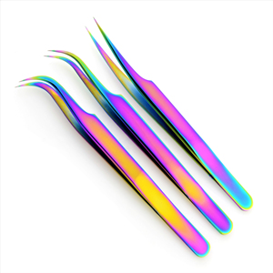 Pince à épiler professionnelle multicolore, durable, antistatique, à forte adhérence, en acier inoxydable, pour extensions de cils, longueur 10 mm, marque personnalisée - Product Image 6